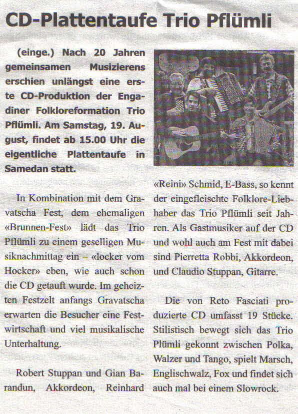 CD-Plattentaufe Trio Pflümli cut